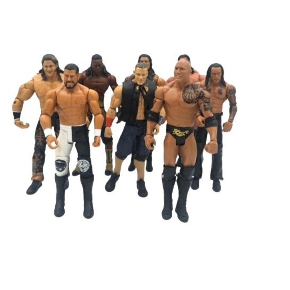 WWE Mattel Action Figure Lot 8 Roman Reigns The Rock Cena Orton Booker T
